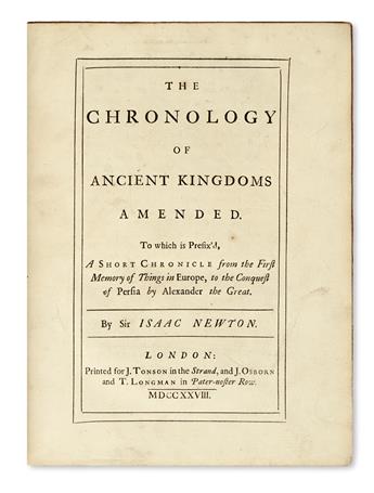 NEWTON, ISAAC, Sir. The Chronology of Ancient Kingdoms Amended.  1728